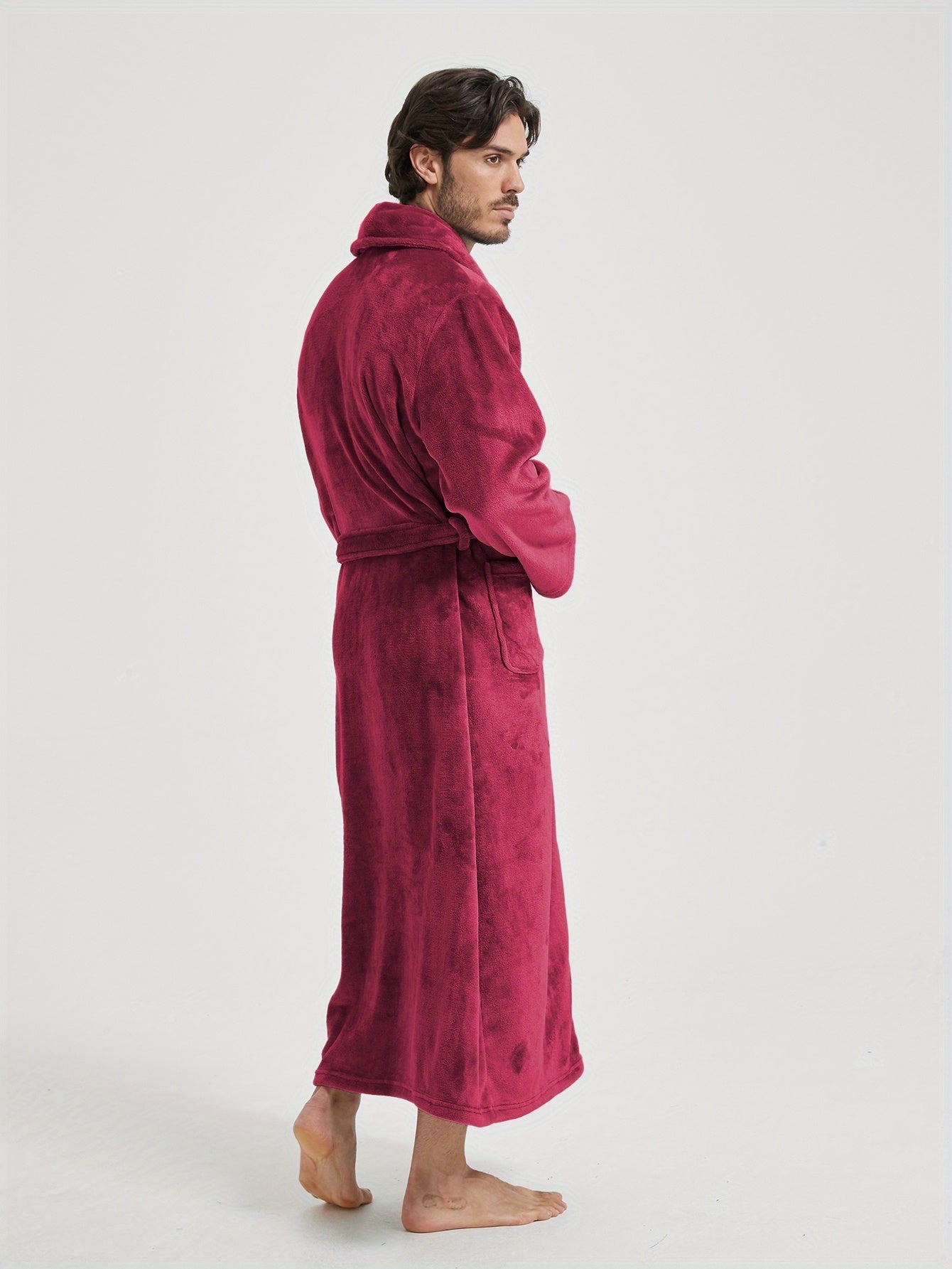 Peignoir homme polaire longue coupe avec col châle