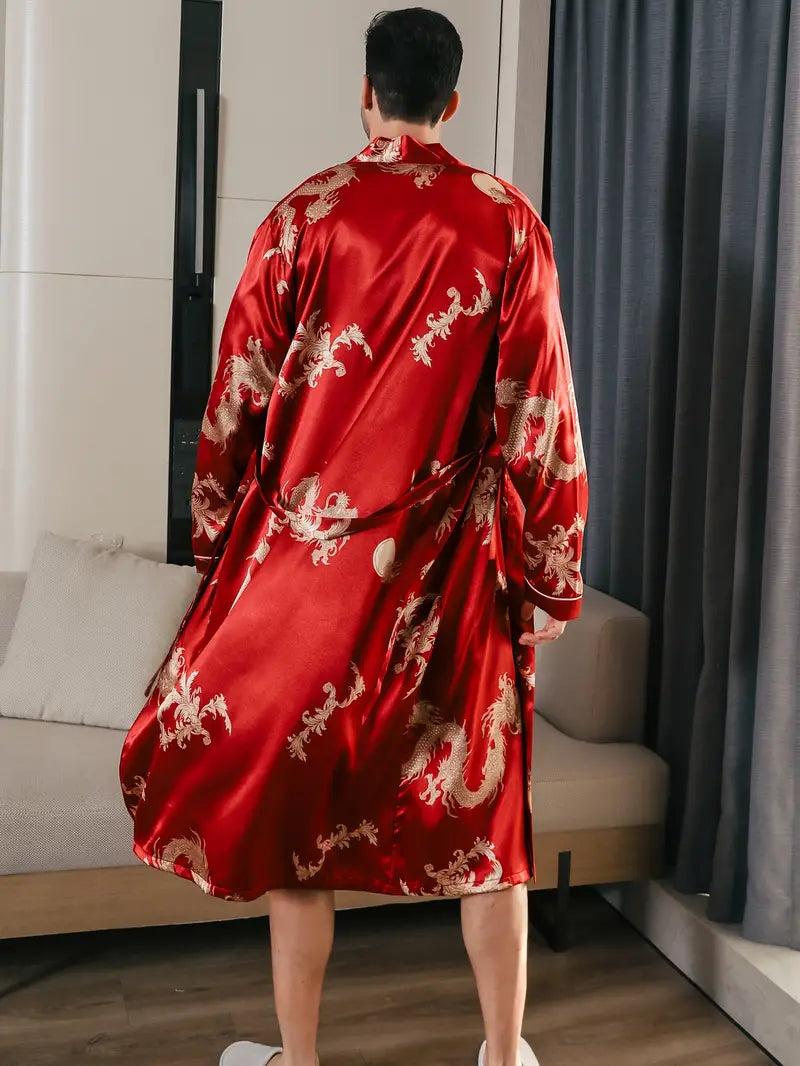 Peignoir Luxueux et Doux avec Motif de Dragon