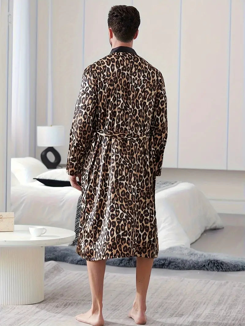 Peignoir et Short Luxueux avec Imprimé de Léopard