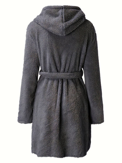 Peignoir polaire homme à capuche polaire avec poches et ceinture