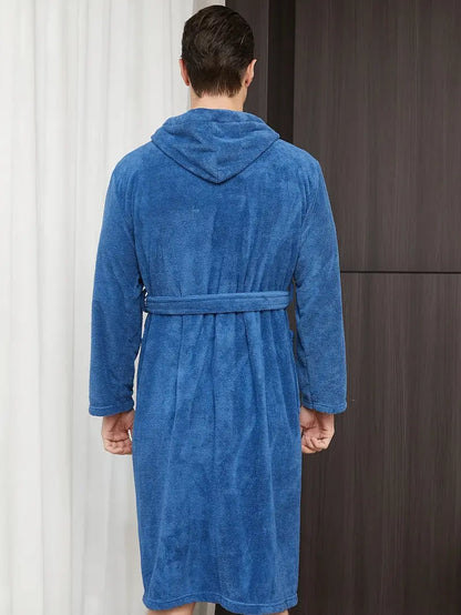 Peignoir de Bain Bleu avec Capuche