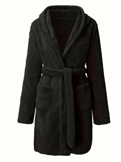 Peignoir polaire homme à capuche polaire avec poches et ceinture