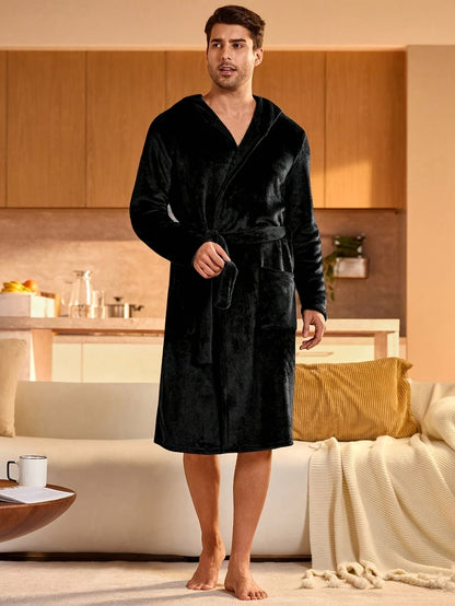 Peignoir homme polaire ultra doux avec capuche