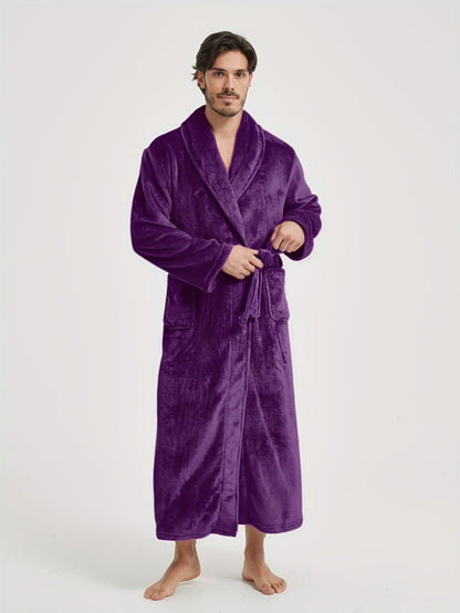 Peignoir homme polaire longue coupe avec col châle